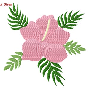 Hibiscus Single Flower Machine Embroidery Design, Four Sizes Included, Instant Download, Gradient Two Tone Petals