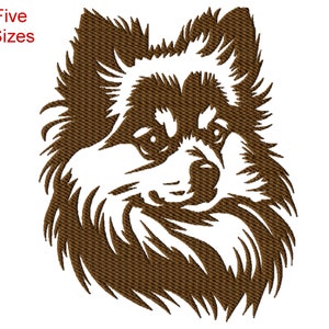 Pomeranian Machine Embroidery Design, Five Sizes Included, Instant Download