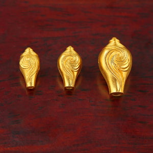 Perles de gourou 3 trous Perle solide en or 18 carats Perle de gourou avec tête de bouddha Perles de conque 12,2 x 6,6 mm Résultats de bricolage image 3