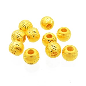 24k Gold Spacer Beads - Diamond Cut Beads - Glanzende Gouden Kraal - Bloem gegraveerde kralen - Gouden kralenarmband - Sieraden bevindingen