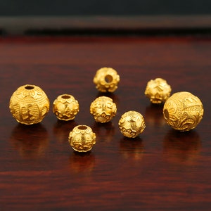 18k Gold Beads - Buddhismus Spacer Bead - Buddhistische OM Mantra Bead - Gold Bead Armband - Om Mani Padme Hum - 5.3mm / 8mm - Schmuck Markierung
