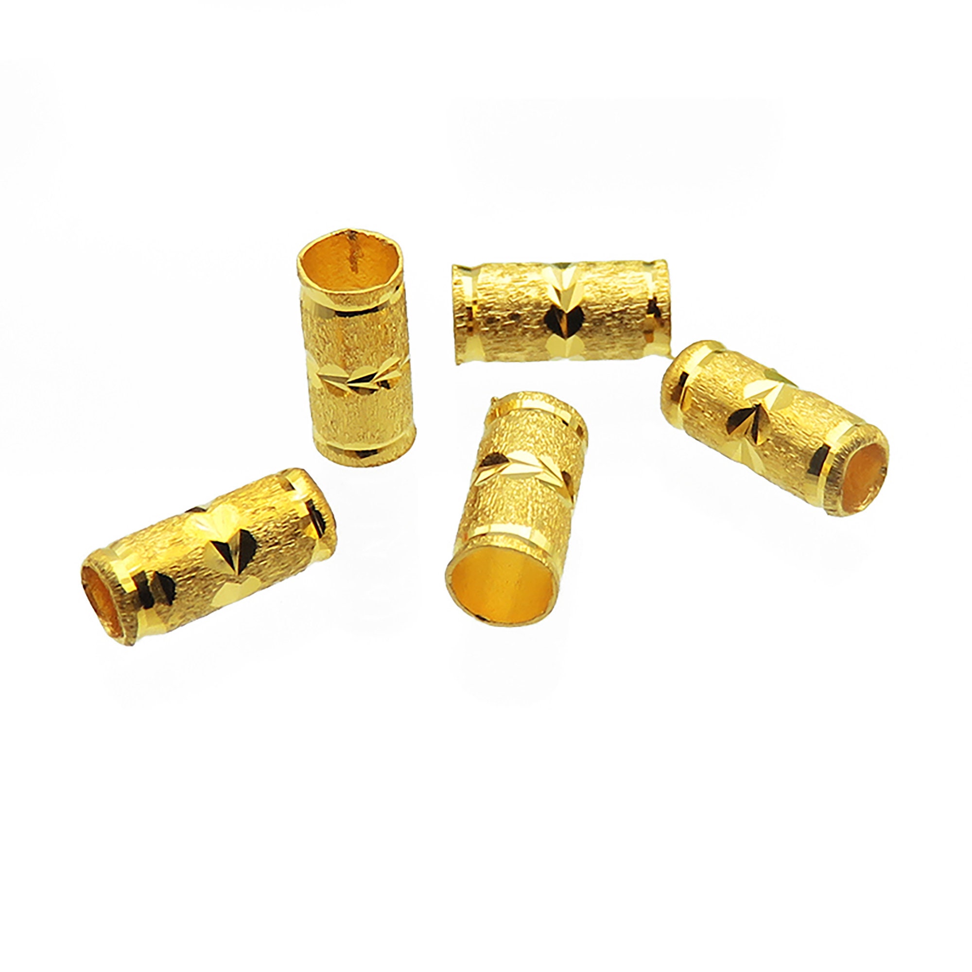 999 Pure Gold Spacer Beads - Round Tube Spacers - Gold Cutting Spacer - Long Tube Gold Beads - Brushed Beads Large Hole - 24K Gold Findings