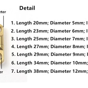 May include: A gold-colored metal swivel connector with a diameter of 5mm to 12mm and a length of 20mm to 38mm. The connector has a hole in the center with an inner diameter of 2.5mm to 7mm. The connector is shown in detail with measurements.