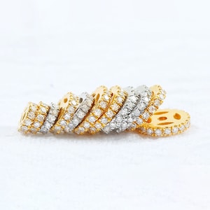 Cuenta espaciadora de diamantes de una sola línea de oro de 18 quilates - Cuenta de diamantes micro pavé - Cuentas Rondelle - Hallazgos de joyería - Suministros de joyería hechos a mano