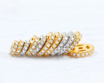 18K Gold Single Line Diamond Spacer Bead - Micro Pave Diamond Bead - Rondelle Beads - Jewelry Findings - Handmade Jewelry Supplies