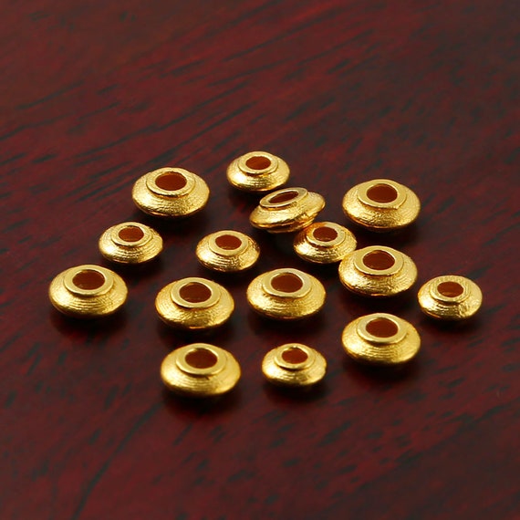 18k Gold Spacer Beads Saucer Beads Spacer Bead Antique Gold Beads Gold  Beads for Bracelets Beads for Jewelry Making 