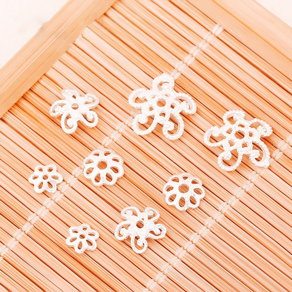 10pcs Sterling Silver Bead Caps - Bracelet Beads Cap - Bulk Spacer Beads Caps - s925 Silver Flower Bead Caps For Jewelry Making Supplies