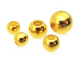 Perle d’or pur 24K - Perle ronde en or - Perles sans couture - Perles de bracelet - Perle de fabrication de bijoux - Une perle