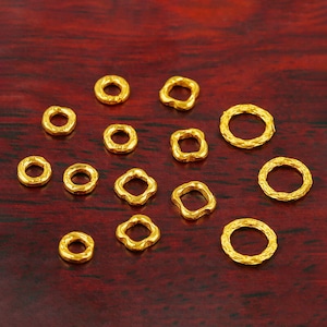 24K Gold Closed Jump Ring - 24K Gold Rondelle Circle - Twist Circle - Square Gold Jewelry Connector - Closed Circle Enhancer - DIY Findings