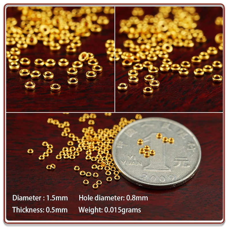 24K Pure Gold Spacer Beads - 999 Gold Beads - Glossy Rondelle Bead - Flat Round Spacer - Gold Beads for Bracelets - For Jewelry Making image 5