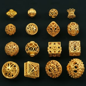 Hollow Spacer Beads - 18K Gold Filigree Beads - Good Luck Beads - Micro Pave Beads - Bracelet Necklace Spacer Beads