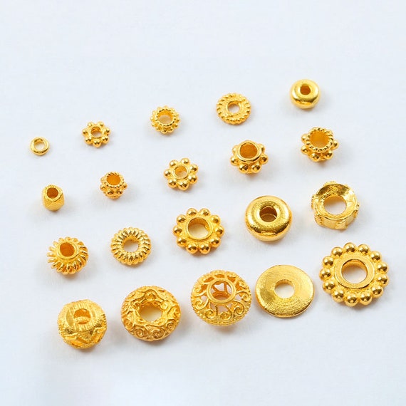 18K Gold Fancy Flower Spacer Beads Handmade Findings Gold Beads for  Bracelets Gold Spacer Beads Solid Gold Beads for Jewelry Making 