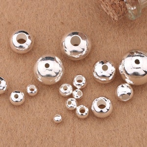 S925 Sterling Silver Beads - Seamless Round Bead - Silver Beads Spacer - 2mm/2.5mm/3mm/4mm/5mm/6mm/8mm/10mm/12mm