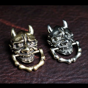 2pcs Brass Conchos Screw Back Leather Crafting Devil Hannya Skull Concho Handmade in detail Gold Silver Brass / Painstaking Work / Promotion image 7