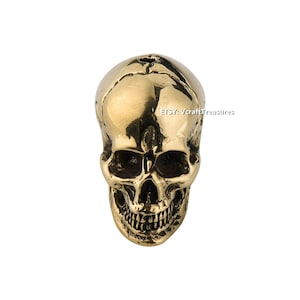 Metal Skull Beads Gold Brass Paracord Knife Lanyard Bead Handmade Collectible Pendant