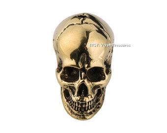 Metal Skull Beads Gold Brass Paracord Knife Lanyard Bead Handmade Collectible Pendant