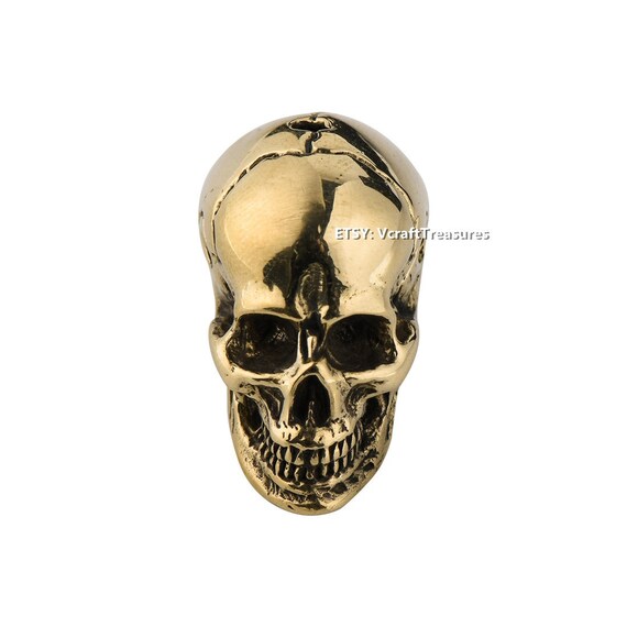 Metal Skull Beads Gold Brass Paracord Knife Lanyard Bead Handmade  Collectible Pendant