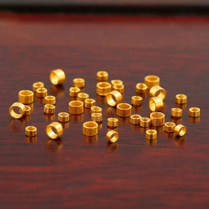 18K Gold Tiny Tube Beads - Tube Spacer Beads - Gold Jewelry Beads - High Quality Pave Beads - Diy Crafts Jewelry Accessories