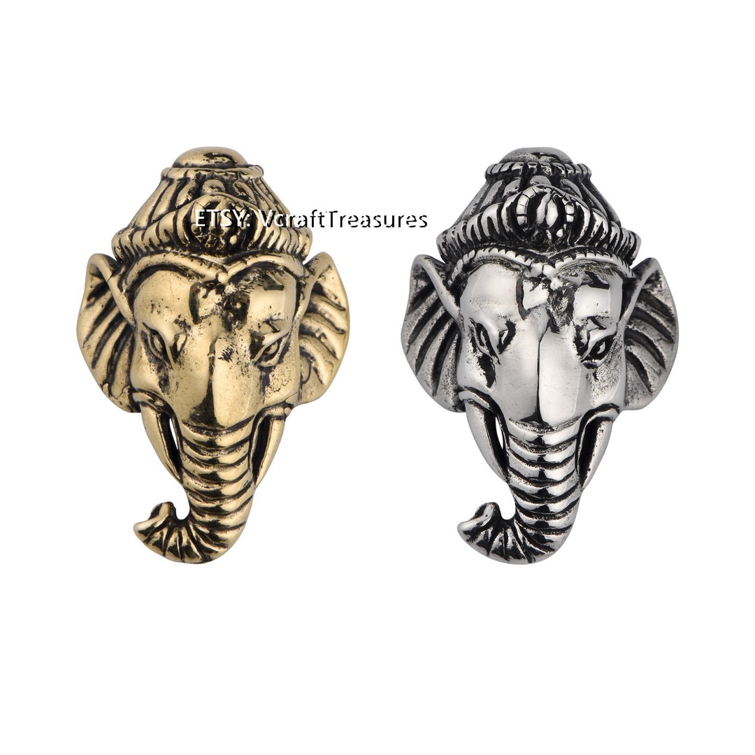 金属製の象と鳥の装飾品 真鍮製コンチョ スクリューバック - レザークラフト用コンチョ - 象の