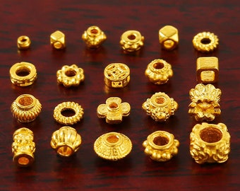 1PC 24K Gold Spacer Beads - Antique Gold Spacers - 999 Gold Beads for Jewelry Making - Gold Spacer Beads - DIY Bracelet Necklace Supplies