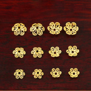 18k Gold Beads Cap - Floral Bead Cap - Bead Caps Spacers - Gold Bead Cap - End Caps - Bracelet Beads Cap - For Jewelry Making Supplies