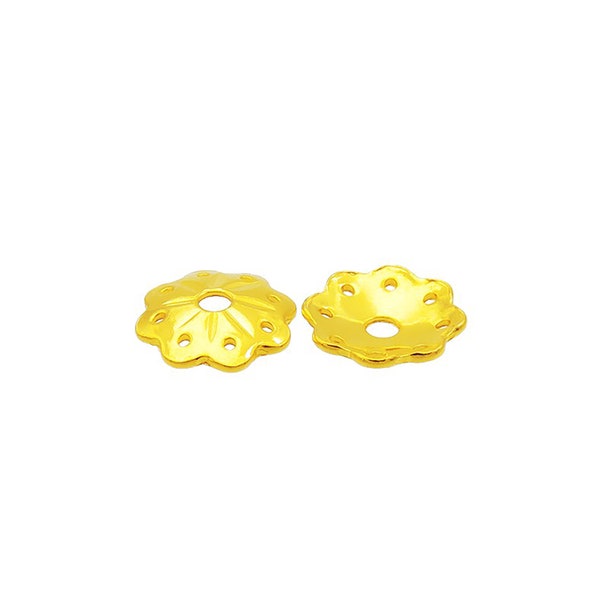 999 Pure Gold Beadcaps - Hollow Flower Bead Cap - Yellow Gold Spacer Beads - Bracelet Beadcap - DIY Jewelry Making - 5.5mm 7.5mm One Bead