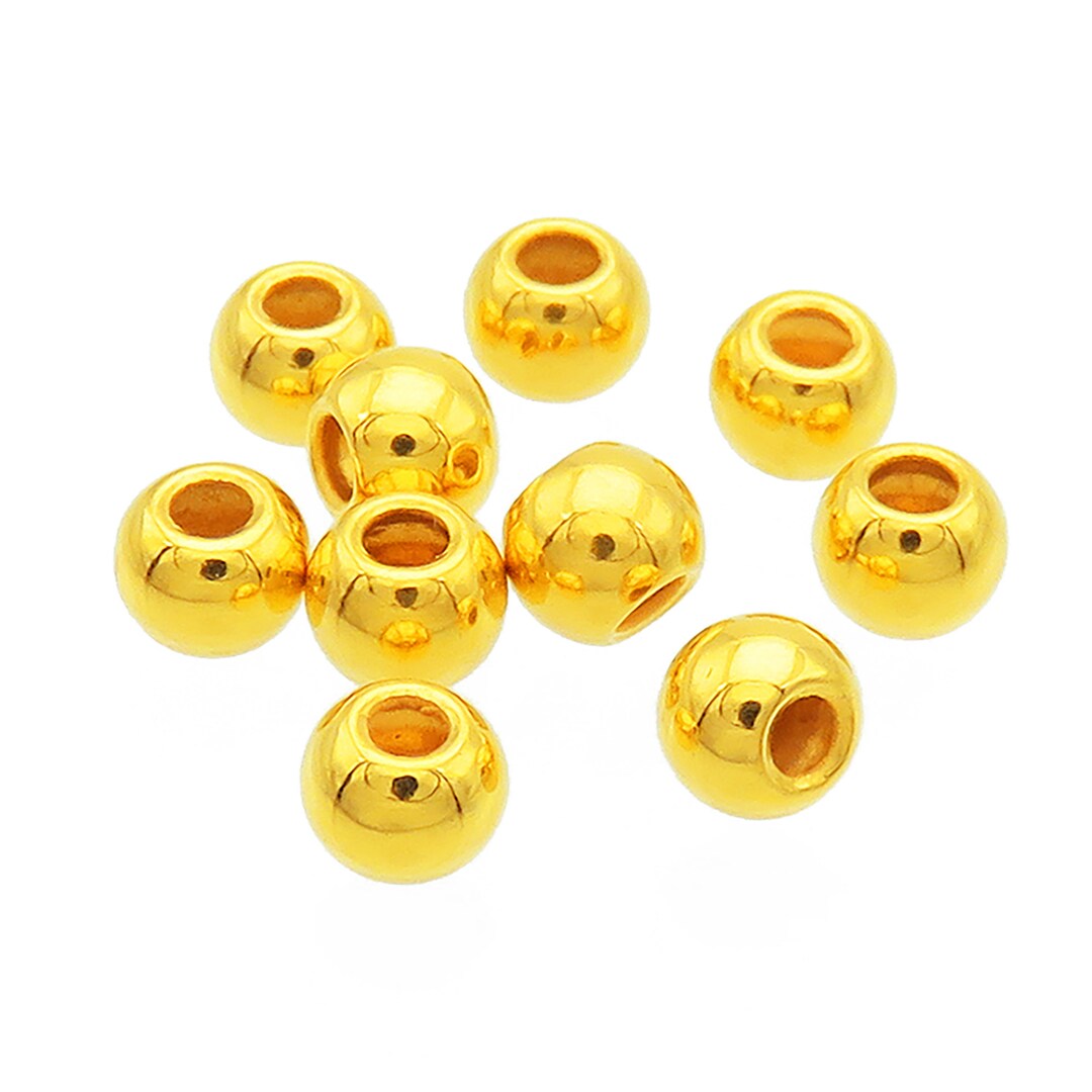 24k Yellow Gold Bead Smooth Gold Beads 999 Pure Gold Beads Gold Round