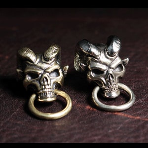 2pcs Brass Conchos Screw Back Leather Crafting Devil Hannya Skull Concho Handmade in detail Gold Silver Brass / Painstaking Work / Promotion image 4