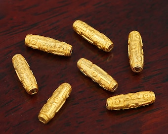 18k Gold Tube Spacer - Tube Spacer Beads - Gold Long Tube Beads - Column Spacer Beads - Tube Bead - 3x10.4mm/0.9mm Hole - Jewelry Findings