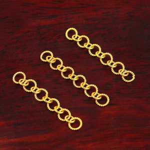 18k Gold Safety Chain (NO Clasp) - Twist Ring Safety Chain Bracelet Extender - Gold Extender - Jewelry Chain - Oval Link Chain - Length 25mm
