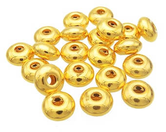 Gold Heishi Spacer Beads - 999 Pure Gold Beads - 5.8mm 7mm 8mm - Flat Bracelet Spacer - Gold Rondelle Bead - Bead Accessories