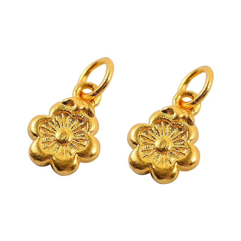999 Pure Gold Lucky Pendant - Handmade Ancient Gold Lotus Charms - 24K ...