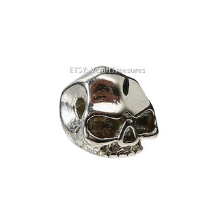 Silver Skull Beads Jewelry Making Paracord Handmade Unique Design Brass for Necklace Bracelets Hole on the sides