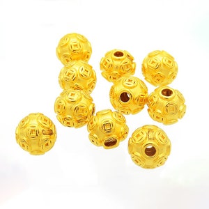 6mm Gold Coin Beads - 24k Gold Spacer Beads - Round Gold Beads - Money Spacer Bead - Jewelry Spacers - Jewelry Findings