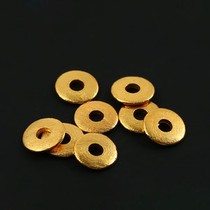 18k Gold Spacer Beads - Flat Disc Beads - 6mm Spacer Bead - 0.90mm Thickness - Gold Beads for Bracelets - Rondelles Spacer Beads