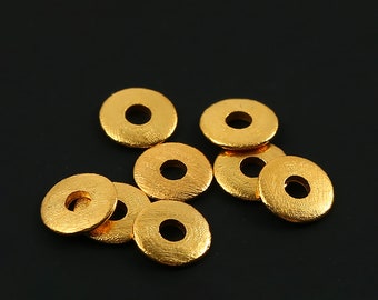 Perle distanziatrici in oro 18 carati - Perle a disco piatto - Perle distanziatrici da 6 mm - Spessore 0,90 mm - Perle in oro per bracciali - Perle distanziali Rondelles