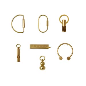 Brass Key Chain Key Buckle Loop Ring Handmade Round Key Fob Connectors Ellipse KeyChain Ruler Bottle Opener Pendant