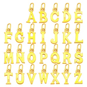 Pingente de alfabeto com letra inicial de ouro puro 999 - Amuleto de letra minimalista - Amuleto inicial minúsculo - Amuleto de pulseira - para fazer joias