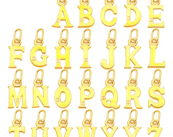 999 Pure Gold Initial Letter Alphabet Pendant - Minimalist Letter Charm - Tiny Initial Charm - Bracelet Charm - for Jewelry Making