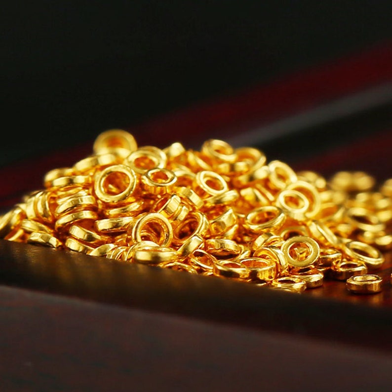 24K Pure Gold Spacer Beads - 999 Gold Beads - Glossy Rondelle Bead - Flat Round Spacer - Gold Beads for Bracelets - For Jewelry Making image 4