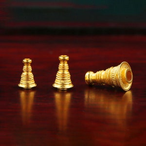 18K Gold Handgemachte Spacer Perlen - Tibetische Reinkarnation Pagode - Buddha Stupa geformte Tube Bead - Tibetische Perlen für Armband - Guru Bead
