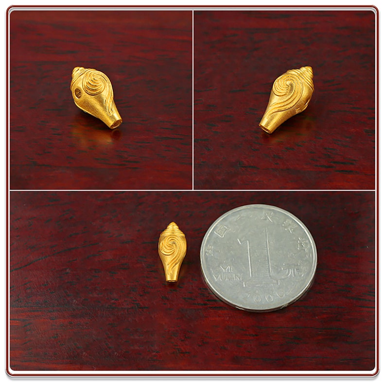 Perles de gourou 3 trous Perle solide en or 18 carats Perle de gourou avec tête de bouddha Perles de conque 12,2 x 6,6 mm Résultats de bricolage image 4