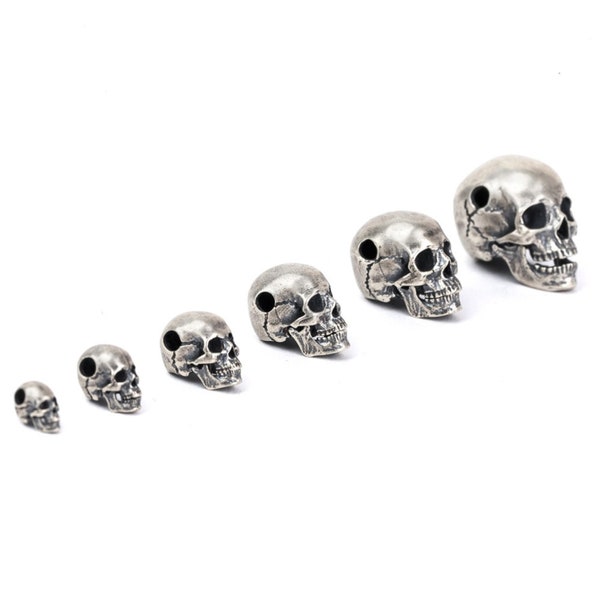 925 Silver Skull Beads Jewelry Making Paracord Handmade Unique Design Brass for Necklace Bracelets Amazing Gift for Him