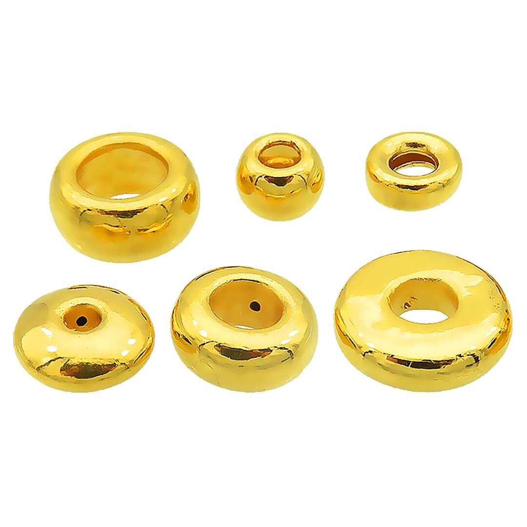 24K Pure Gold Spacer Bead Flat Round Bead Shiny Smooth Beads Rondelle