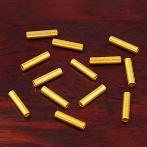 18K Gold Straight Tube Spacer Beads - Tube Beads - Gold Cylinder Beads - Bracelet Beads - Handmade 18k Gold Findings - 8.2x1.8mm