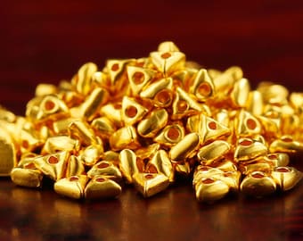 24K Gold Spacer Beads - Jewelry Bead Charm Spacers - Triangle Disc Beads - Loose Beads for Bracelet - 2.2mm