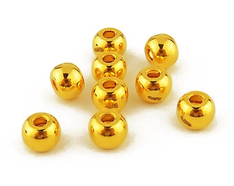 24K Czysty Złoty Koralik - 3D Twardy Złoty Koralik - Płaskie Okrągłe Koraliki - Błyszczące Złote Koraliki - Koraliki do Bransoletki - Materiały Do Tworzenia Biżuterii - Jeden Koralik