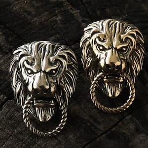 Brass Conchos Screw Back Leather Crafting Male Lion Concho Handmade in detail Gold Silver Brass