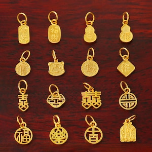 18K Gold Handmade Lucky Pendant - Charms for Jewelry Making - Gold Lucky Charms for Bracelet