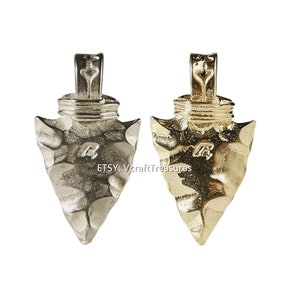 Brass Charm Arrow Handmade Pendant, Arrowhead Necklace, Gifts For Men, 30x17mm